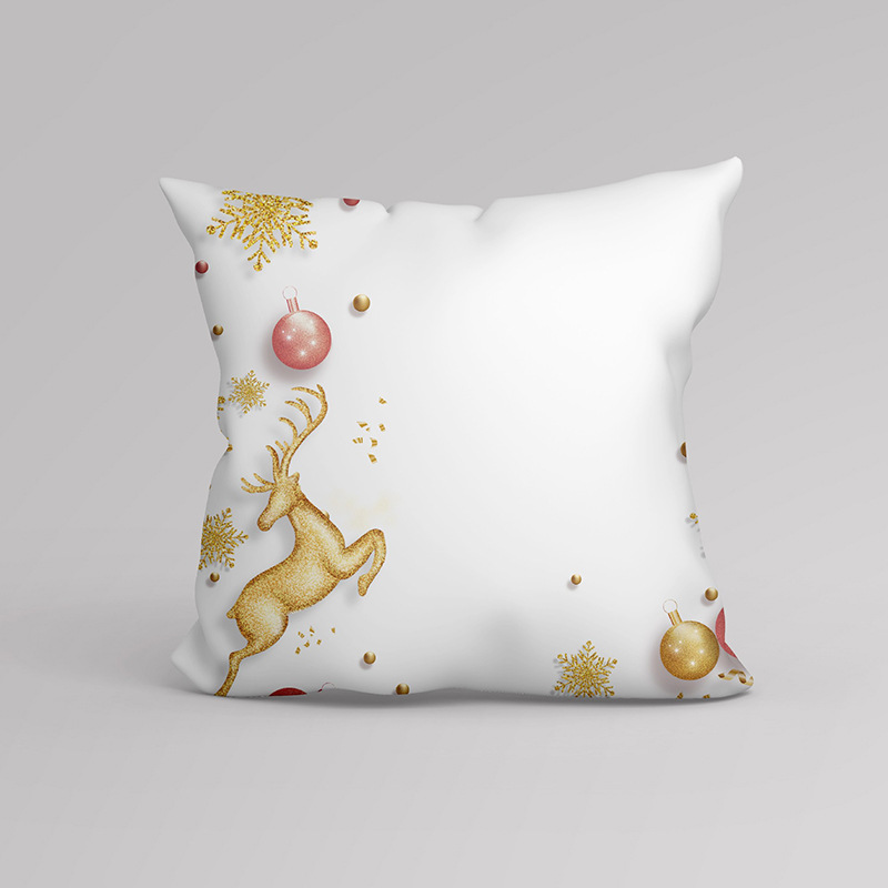 Cross-Border New Arrival Christmas Pillow Cover Christmas Elk Snowflake Printed Pillow Home Sofa Decorative Cushion Wholesale