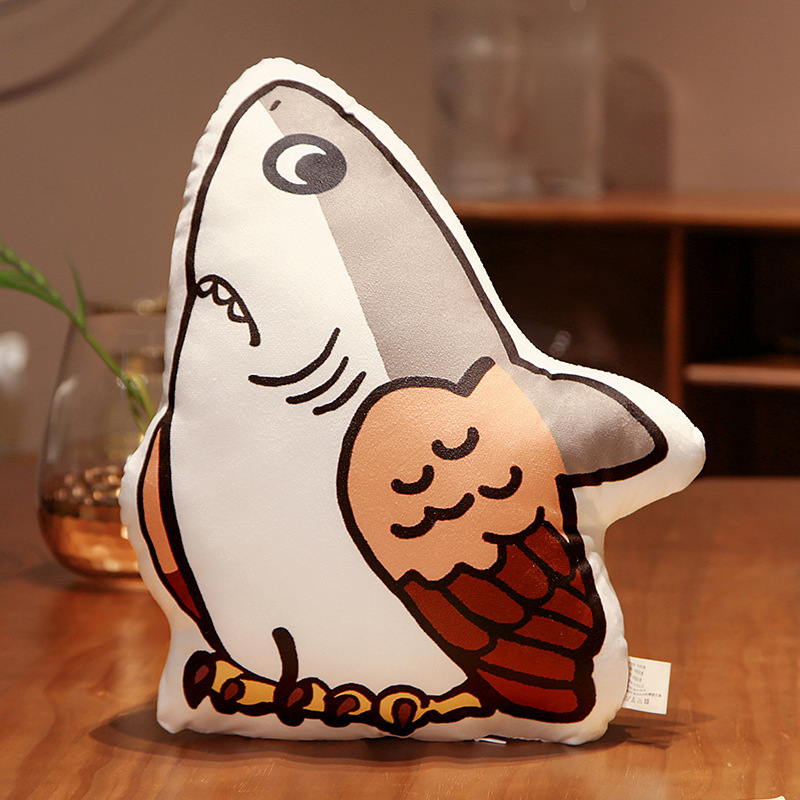 沙雕鲨鱼抱枕车载枕鲨币鲨瓜毛绒腰靠垫搞怪礼物整蛊午睡枕沙发垫