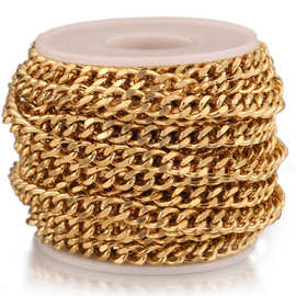 不锈钢侧身磨链 钛钢镀金链nk古巴链 装饰链 diy项链手链的配件