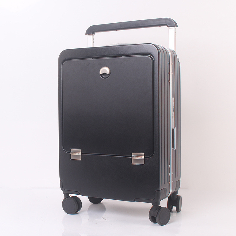 90 Points Side Open Suitcase Business Front Open Cover 20-Inch Boarding Luggage Double TSA Lock USB Charging Trolley Case