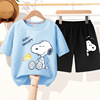Boy summer Short sleeved suit handsome 2022 new pattern children T-shirt CUHK Western style Easy motion Two piece set