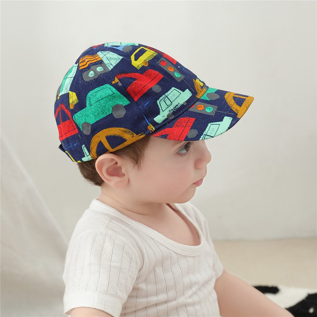 Cartoon Car Park Children's Baseball Cap Boys Spring, Summer, Autumn Cap Baby's Sun Hat Sunshade Baseball Cap