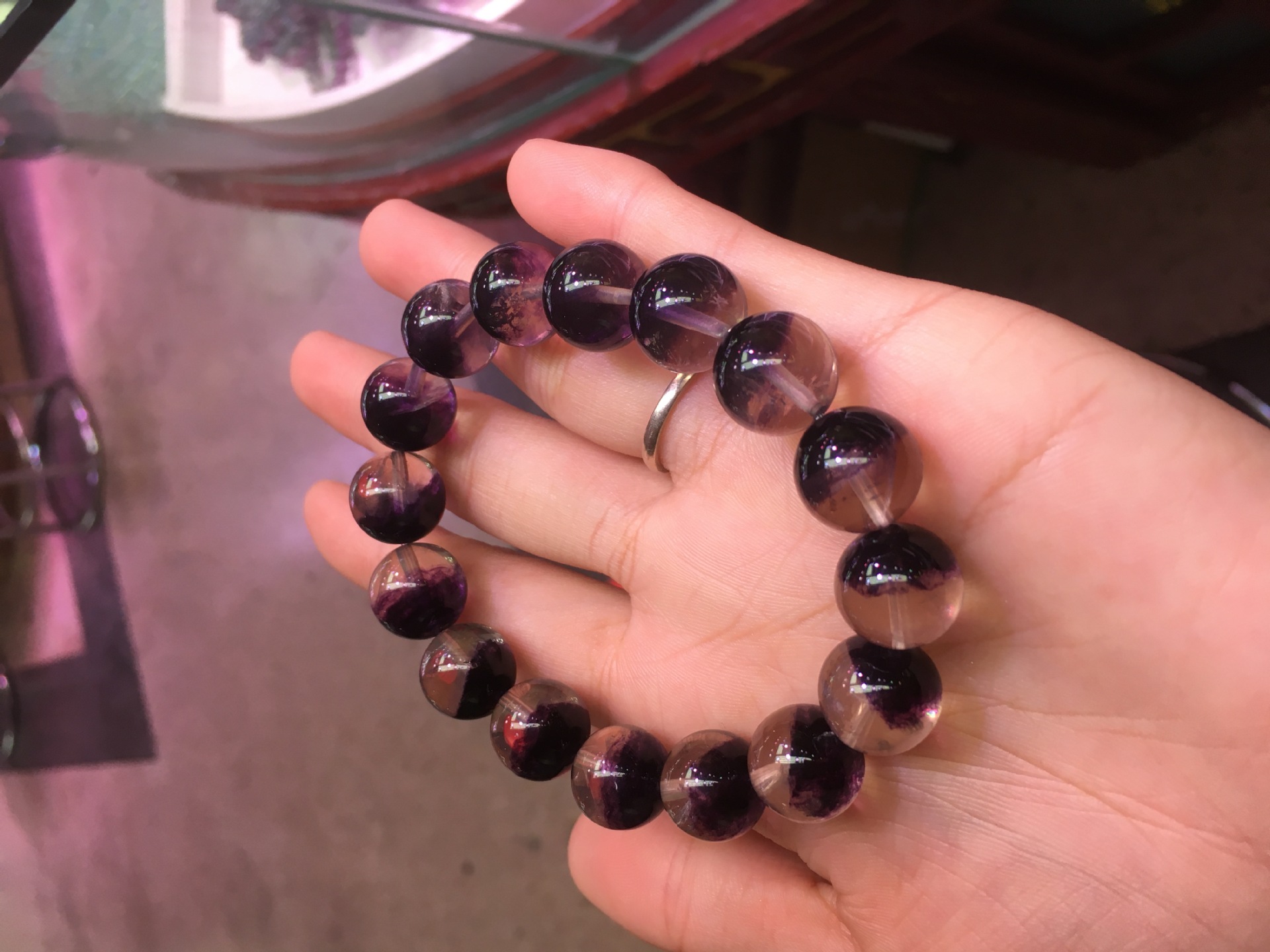 紫萤石手链女款紫幽灵手串聚宝盆萤石手饰紫色水晶饰品送礼