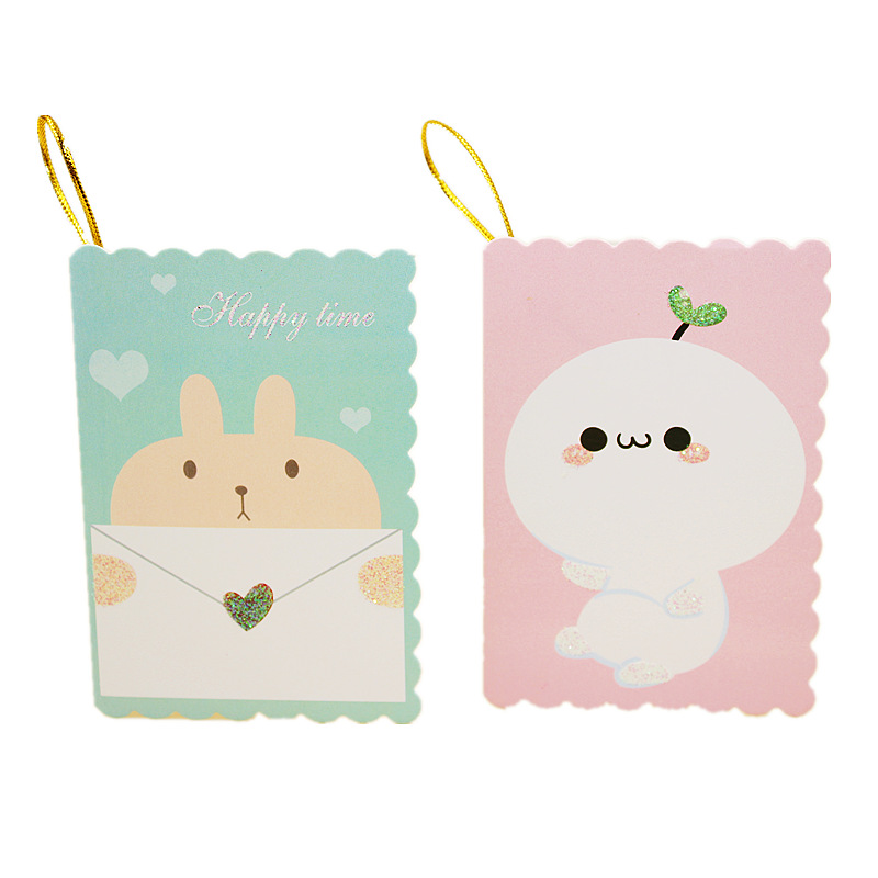 热销韩国 创意卡通贺卡批发 可爱儿童祝福生日卡片 带金线留言卡