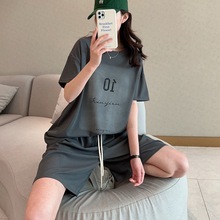 韩版简约休闲运动服套装女夏季时尚炸街2024新款短袖短裤两件套潮