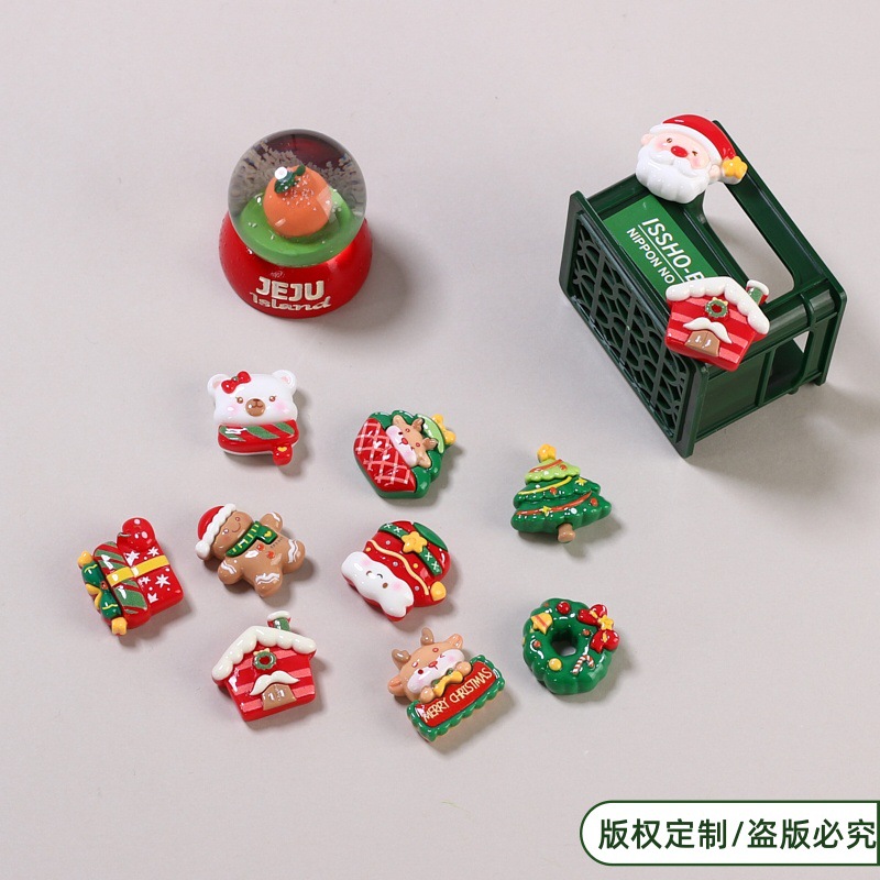 树脂配件奶油胶发夹手工diy洞洞鞋扣饰品材料卡通狂欢圣诞节乐园