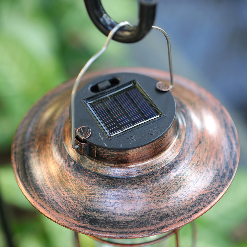 Cross-Border Solar Garden Wrought Iron Tungsten Lamp Vintage Bronze Bed & Breakfast Atmosphere Garden Decoration Wrought Iron Solar Lamp