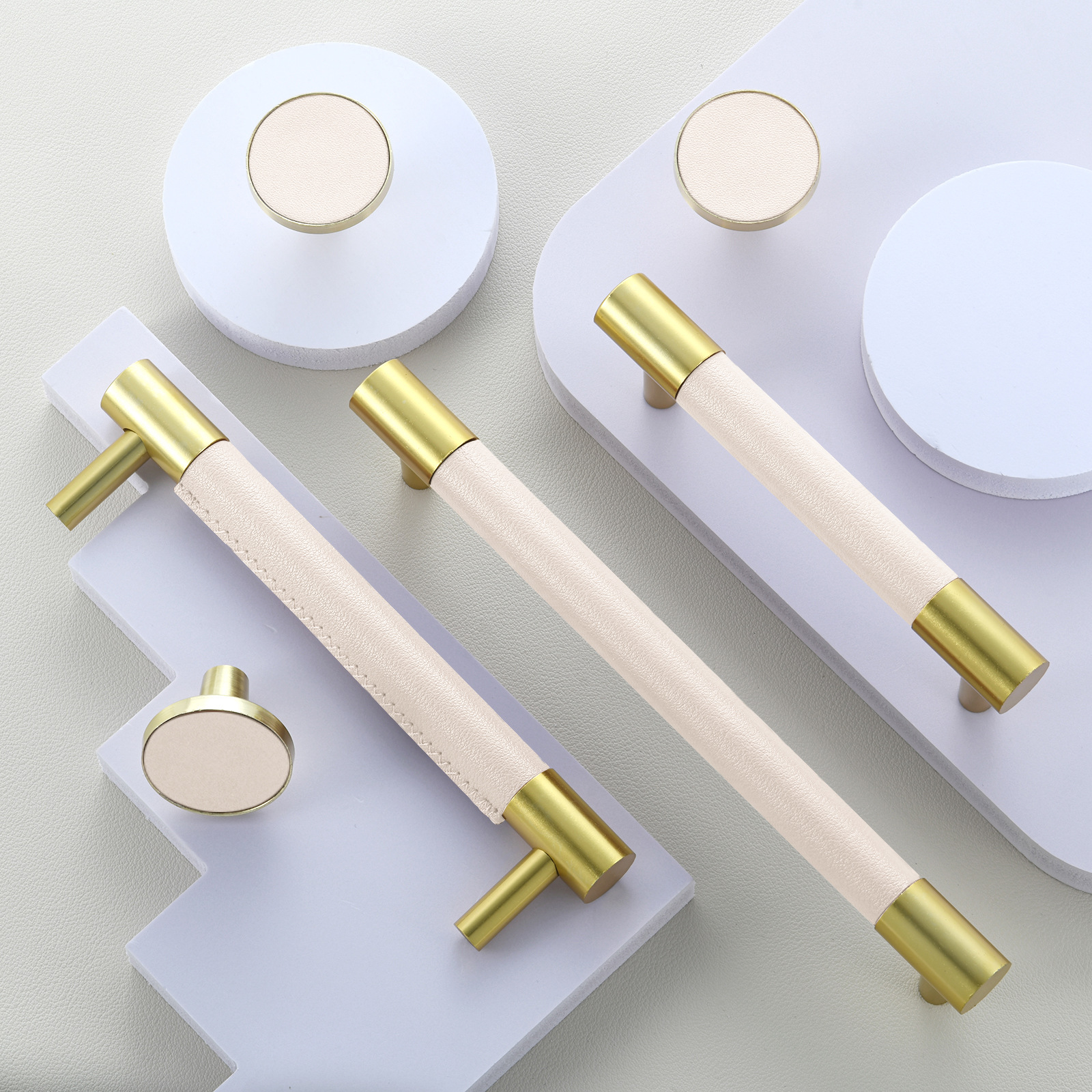 皮质拉手批发四件套柜门衣柜把手跨境直供多色门把手轻奢皮质拉手