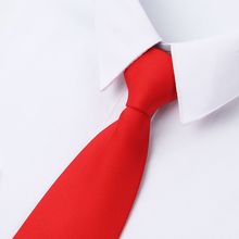 纯色拉链领带男女商务正装大红枣红黑藏青工作结婚易拉得懒人领带