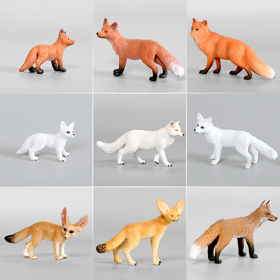 实心狐狸大红狐狸幼崽儿童男孩手办公仔摆件仿真认知动物玩具模型