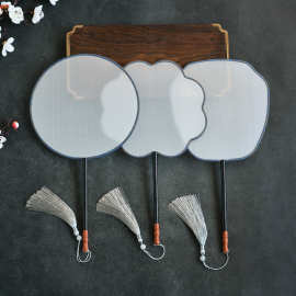 长柄 空白团扇真丝扇面绘画刺绣工笔国画diy宫扇圆扇古典汉服舞蹈