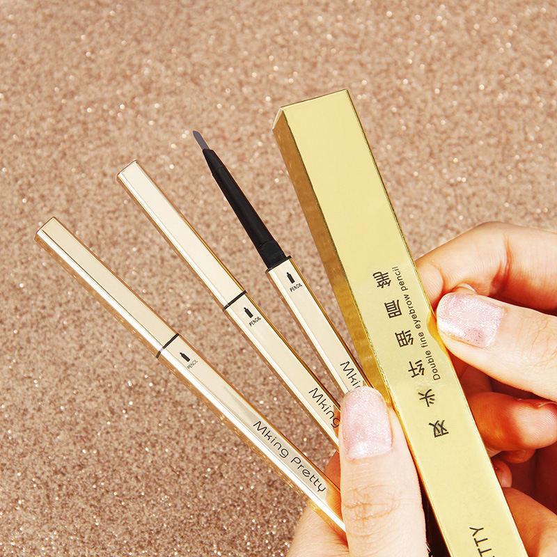 Tiktok Same Style Small Gold Bar Small Gold Chopsticks Eyebrow Pencil Beginner Thrush Triangle Extremely Thin Double-Headed Waterproof Sweat-Proof Not Smudge
