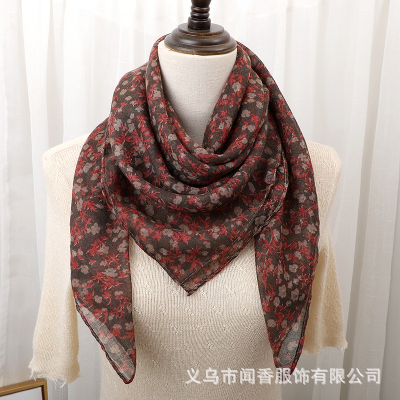 Autumn and Winter New Ethnic Style Square Scarf 90cm Minority Closed Toe Scarf Veil Sun Protection Dust Proof Scarf Silk Scarf