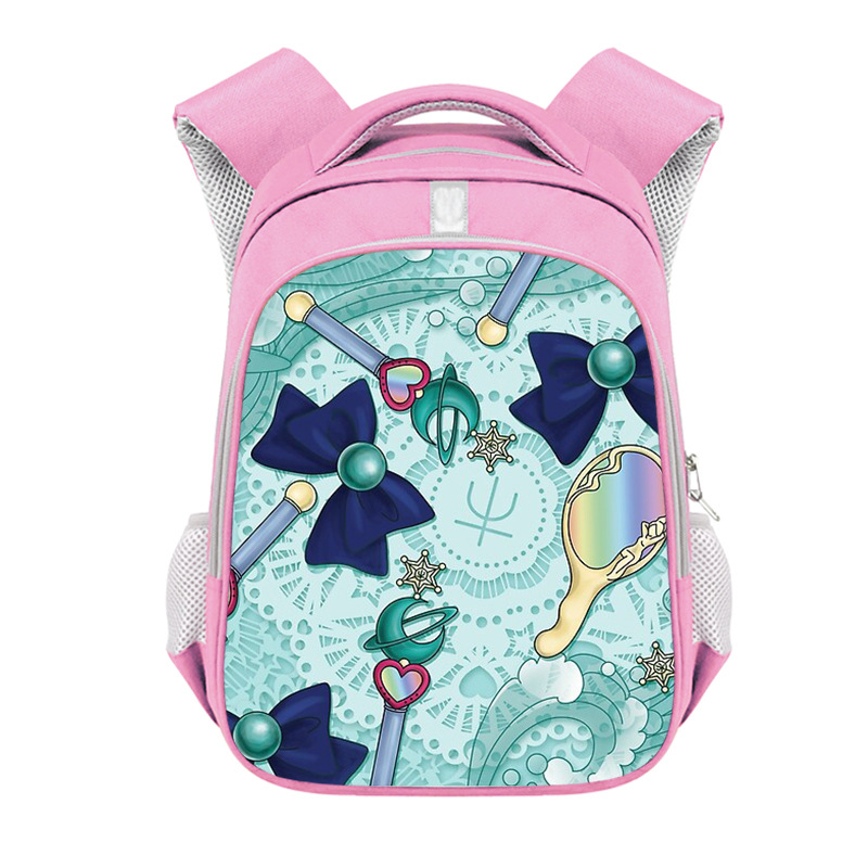 2022 New Small Floral Fashion Student Backpack Polyester Girl Pink Schoolbag Bow Reflective Stripe Backpack