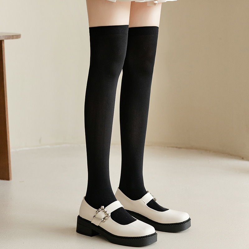 Black JK Socks for Women Spring/Summer Tube Socks Thin Knee High over-the-Knee Socks Zhuji White Slimming Calf Socks Wholesale