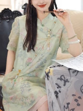新中式改良旗袍女设计感气质小众复古碎花连衣裙子夏季2024年新款