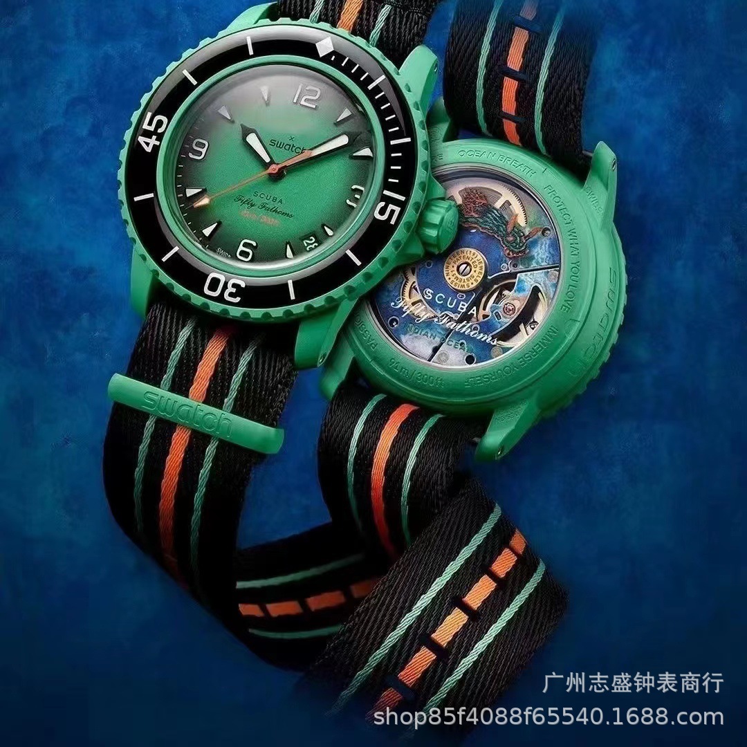 适配于gf宝伯斯沃琪联名x swatch尼龙带五十寻机械联名陶瓷手表