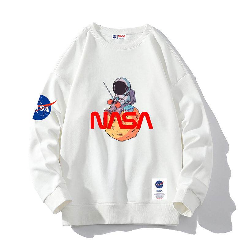 nasa官网联名春秋季圆领上衣韩版潮流宽松情侣宇航员外套卫衣男潮