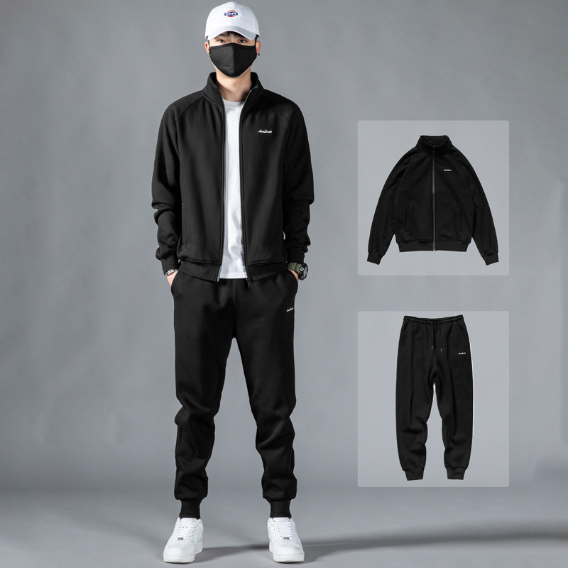 卫衣套装男秋冬季潮流开衫外套男生一套帅气搭配休闲服装运动套装