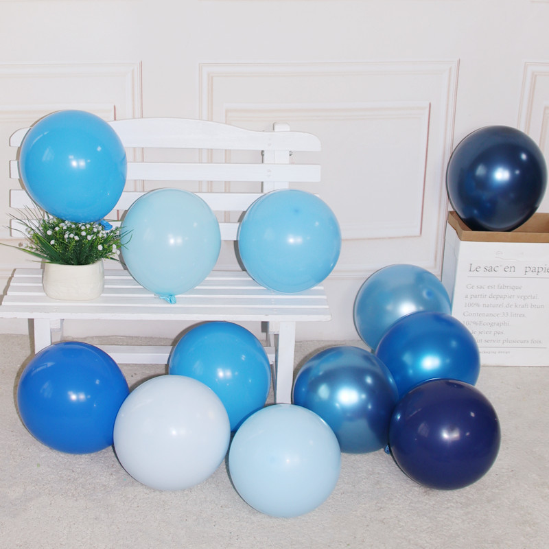 10-Inch Thickened Matte Dark Blue Ink Blue Foggy Gray Night Blue Rounded Balloon Birthday Bar Decorations Arrangement