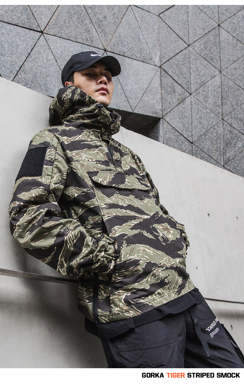 酋长迷彩虎斑外套罩衣男女户外作训军训迷彩服跨境成人透气罩衣