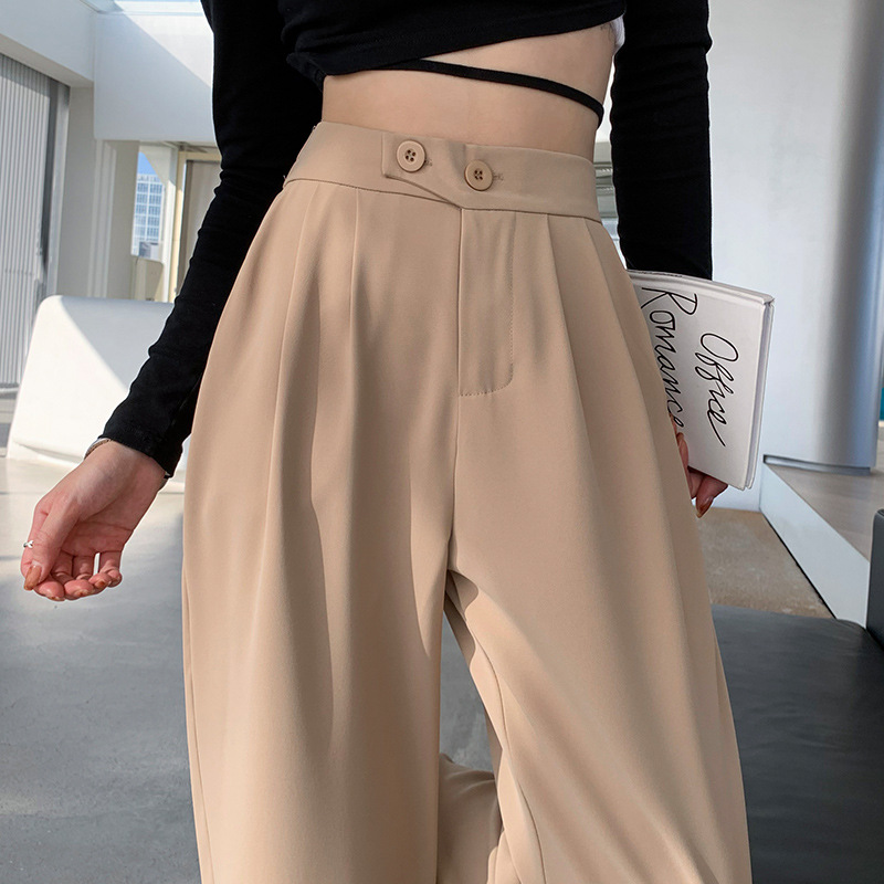 Women's Wide-Leg Pants 2023 Spring and Summer New High Waist Drooping Casual Suit Pants Narrow Mopping Thin Straight Pants Children