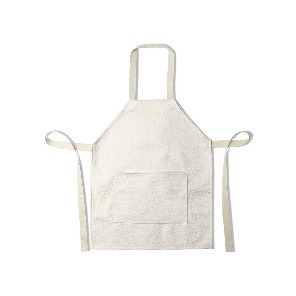 Heat Transfer Printing Household Adult and Children Single Pocket Apron 300G Cotton and Linen Anti-Dirty Anti-Fouling Lace-up Apron Family