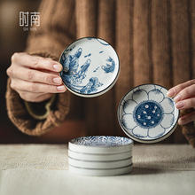 陶瓷茶具杯垫青花瓷中式茶点盘结婚订婚摆台糕点盘精致商用点心盘