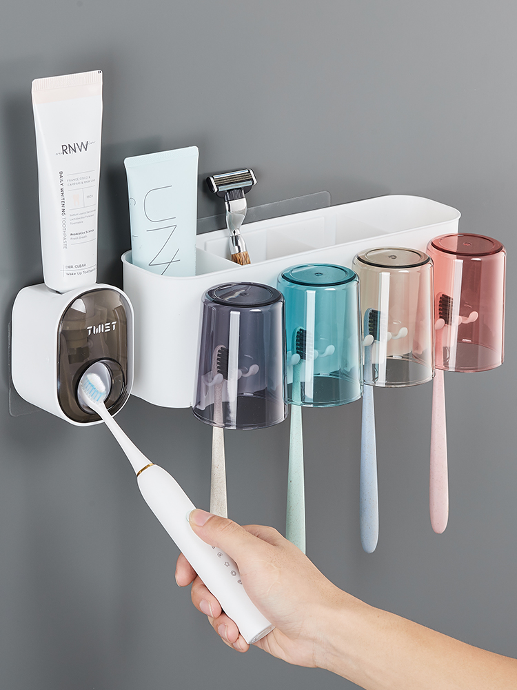 牙刷置物架免打孔卫生间漱口杯牙杯牙刷架子壁挂家庭牙具牙膏套装