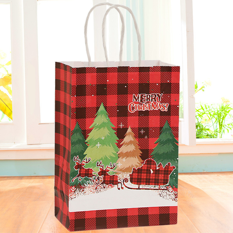 Portable Christmas Paper Bag Packing Takeaway Cowhide Christmas Gift Bag Festival Elk Christmas Gift Bag Spot