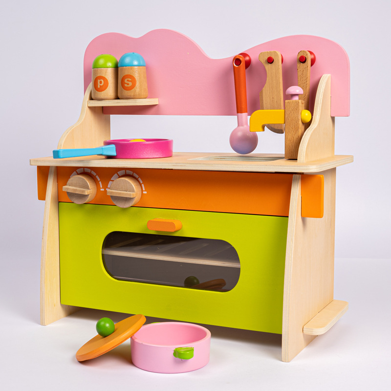 小厨房套装仿真灶台木制过家家幼儿园儿童厨具小孩子做饭玩具批发