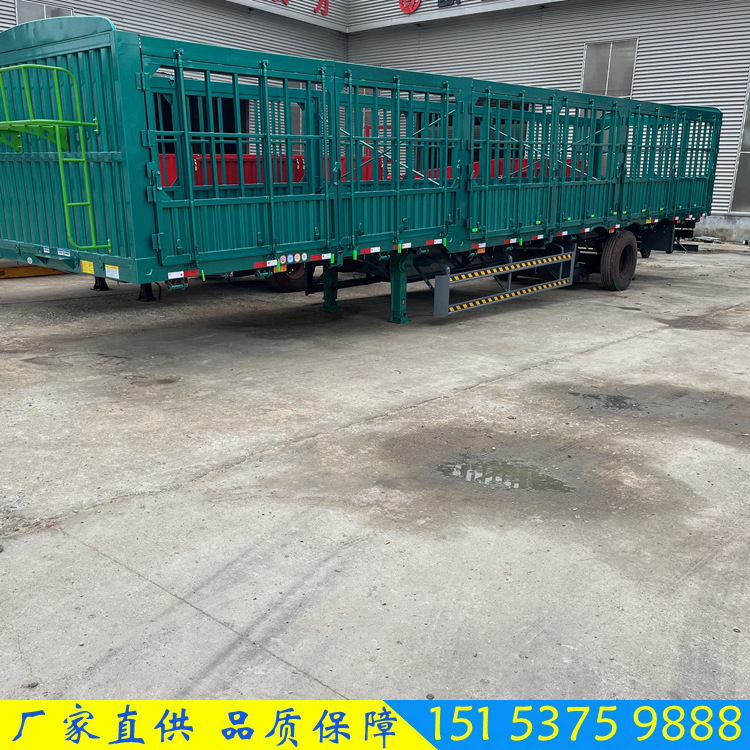 高栏侧翻自卸半挂运输车 轻型仓栏式半挂车 平板花栏运输车货车