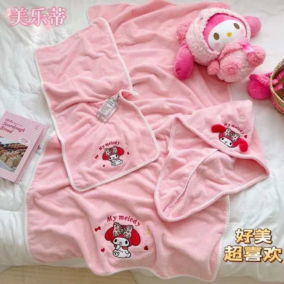 Sanrio Clow M Hair-Drying Cap Female Sanrio Melody Hair-Drying Cap Shower Cap Cute Female Absorbent Quick-Drying Cap