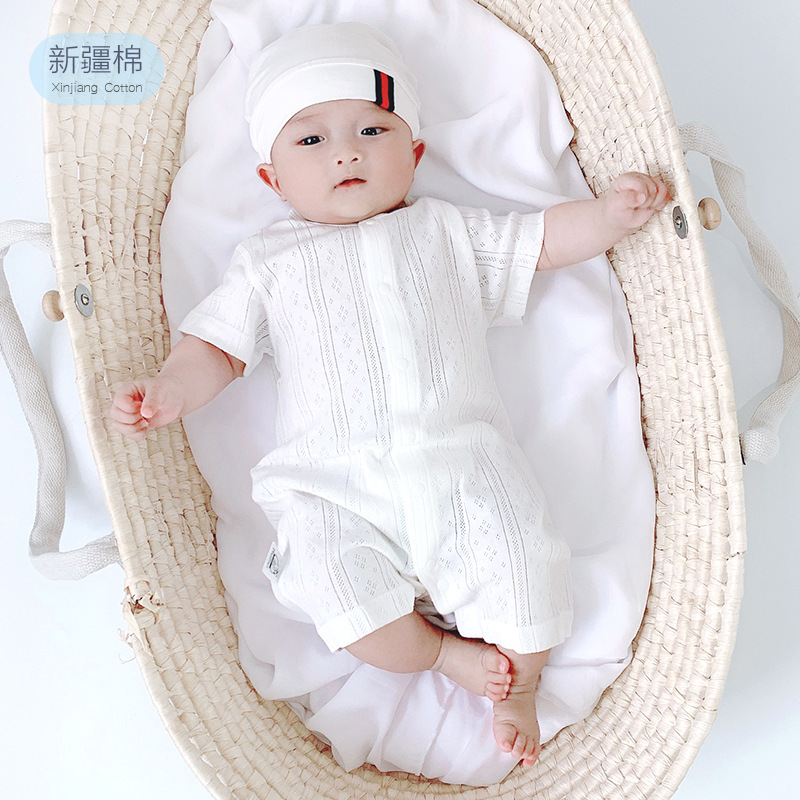 Summer Thin Crawling Suit Cotton Baby Jumpsuit Romper Breathable Toddler Air Conditioning Clothes Short Sleeve Newborn Pajamas Baby Clothes