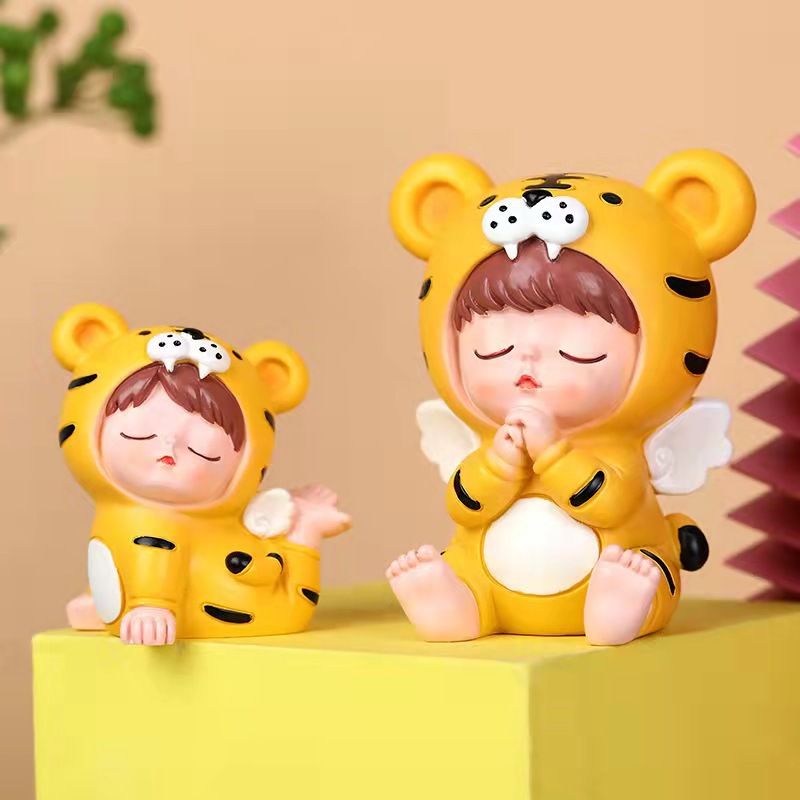 生肖年吉祥物可爱创意虎宝宝家居摆件客厅办公桌装饰树脂工艺礼品