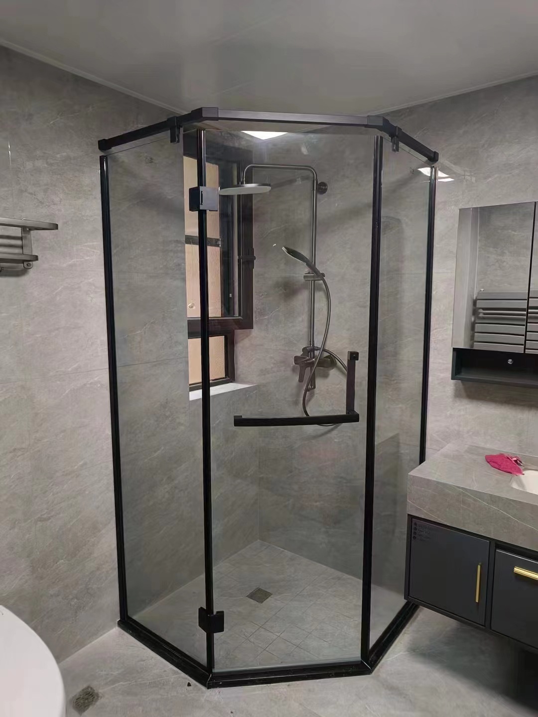 不锈钢方管拉手浴室玻璃门拉手淋浴房玻璃推拉门l型把手卫浴扶手