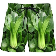 2022夏季新款 个性绿色蔬菜 3D印花T恤 男女休闲潮流沙滩五分裤