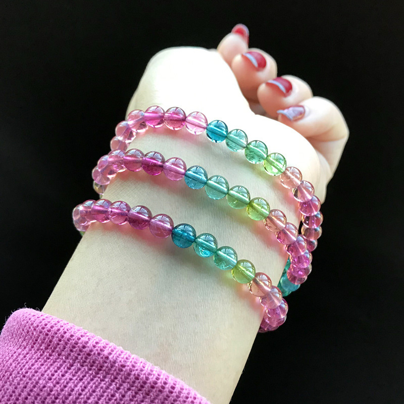 天然巴西碧玺手链西瓜猫眼彩虹三圈回纹雕刻坦桑石舒俱来超七水晶