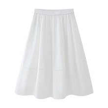 女装夏季薄款2024新款高腰a字垂感显瘦小个子白色气质中长半身裙