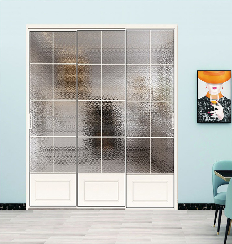 式复古门厨房推拉门极窄客厅阳台欧式仿古三联动吊轨玻璃移门