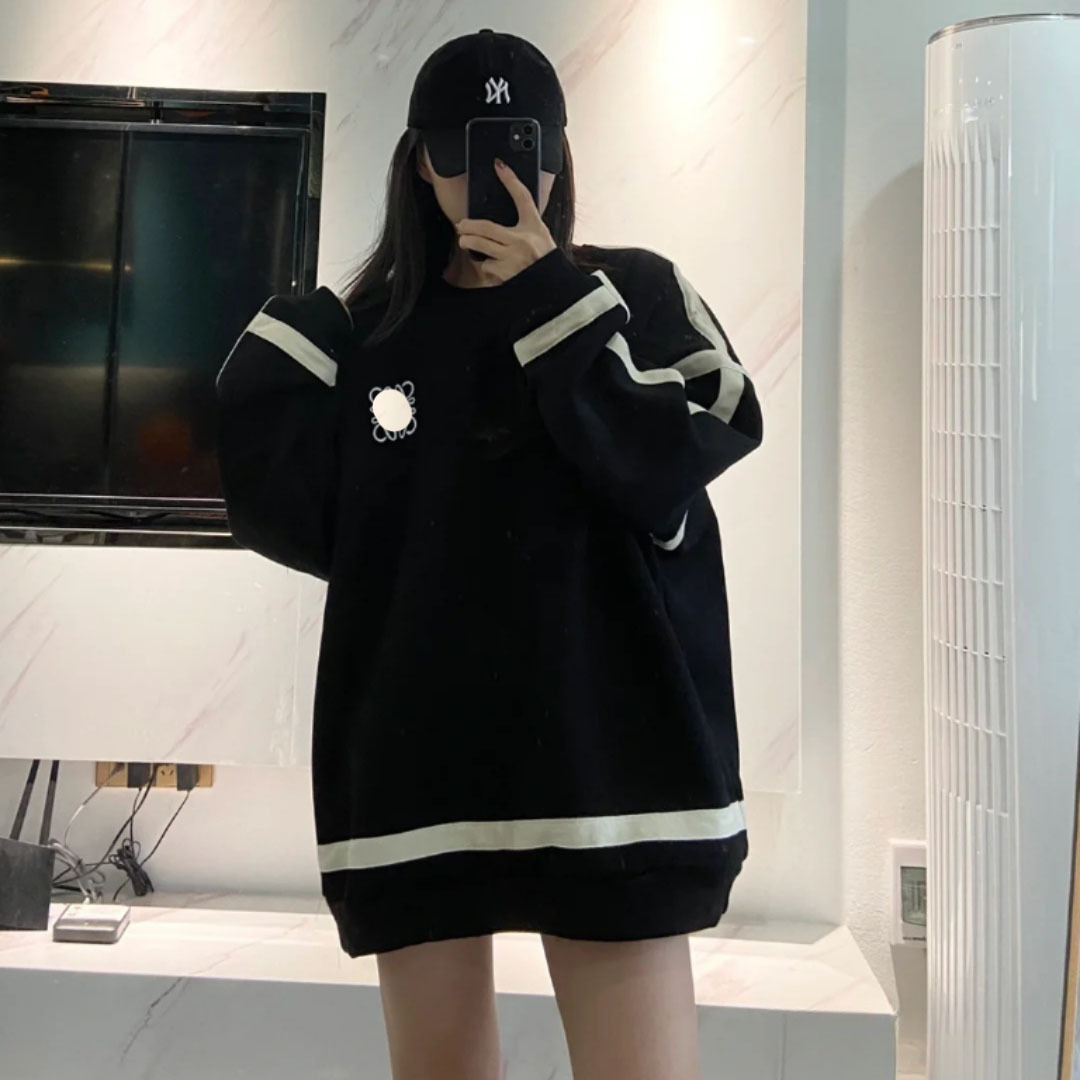 新款lo*正确版罗家刺绣编织带设计感加绒宽松男女款休闲卫衣上衣