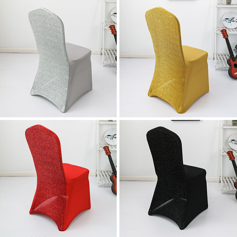 Bright Silk Stitching Chair Cover Cross-Border Wedding Banquet One-Piece Chair Cover Elastic Shiner Chair Covers Cover Seat Cover Hotel Stool