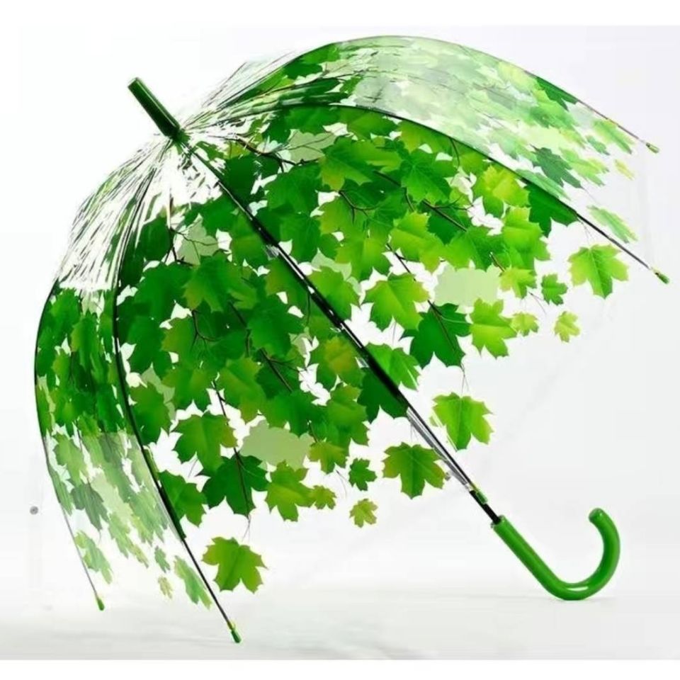 时尚透明雨伞文艺小清新树叶伞创意长柄伞公主绿叶枫叶樱花拱形伞