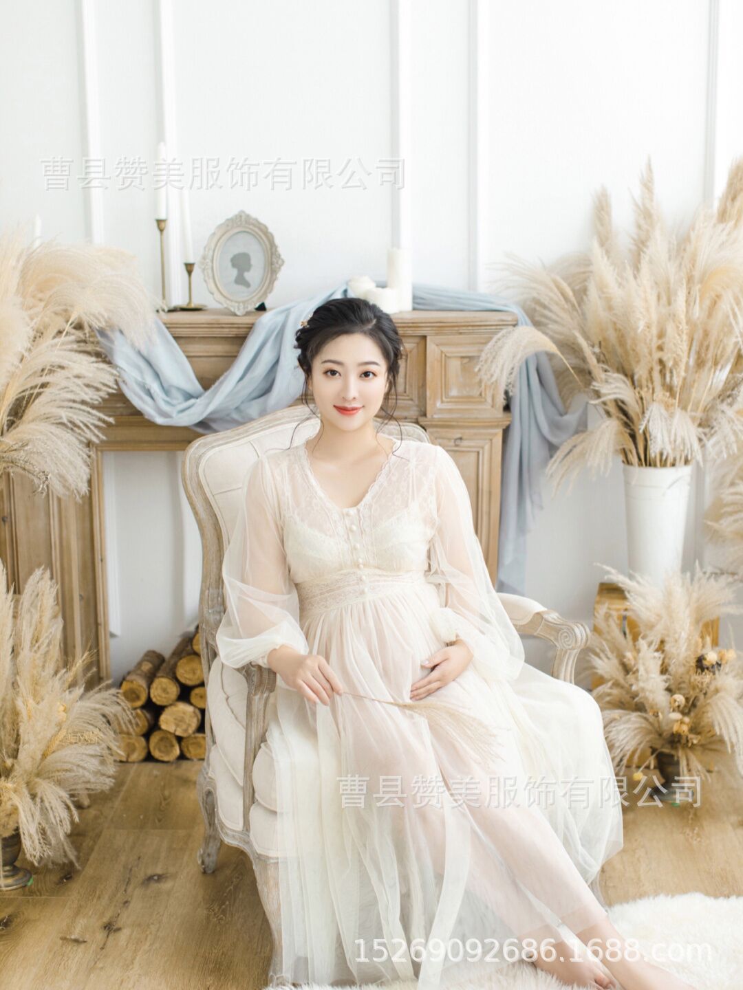 孕妇拍照服装影楼孕期大肚照性感写真透视礼服白婚纱孕期摄影服饰