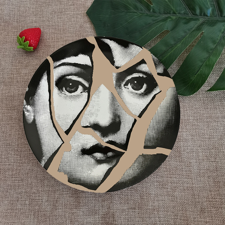 Cross-Border Decorative Tray Ceramic Organizer Plate round Home Face Art Italian Wall Hanging Jewelry Ornaments Gathering