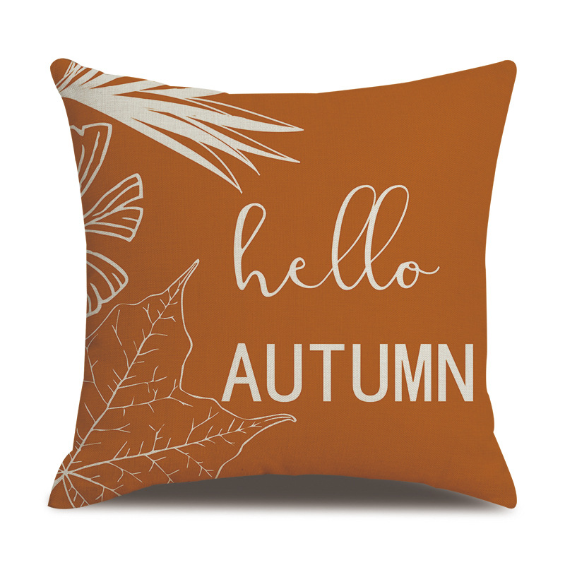 [Clothes] Thanksgiving Linen Pillow Cover Autumn Pumpkin Print Cross-Border Supply Pillow Cushion Cover