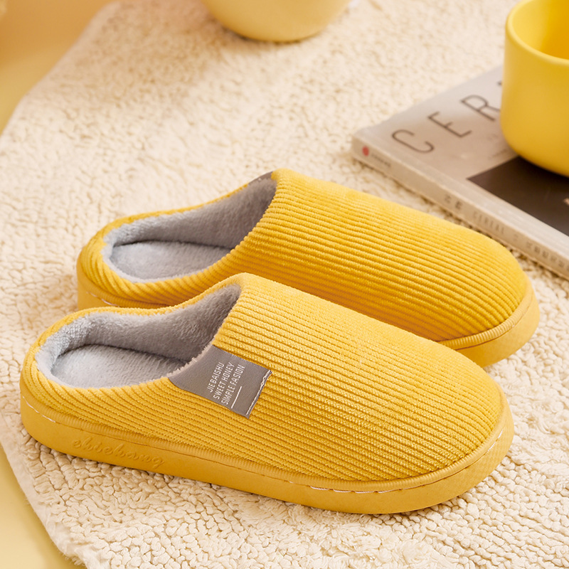 2023 New Autumn and Winter Couple Household Bedroom Home Cotton Slippers Women's Warm Non-Slip Plush Cotton Shoes Men's Winter