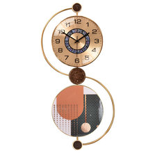 现代轻奢挂钟客厅创意挂表晶瓷画美式墙壁装饰挂件个性石英钟表