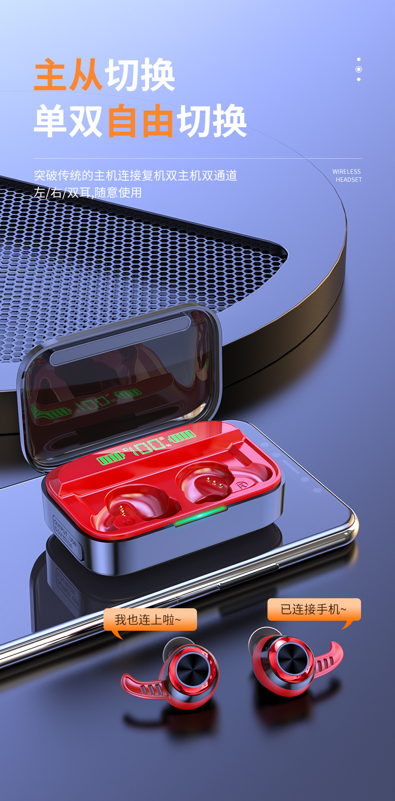 工厂跨境新款a8无线蓝牙耳机tws入耳式运动立体声触摸蓝牙耳机5.
