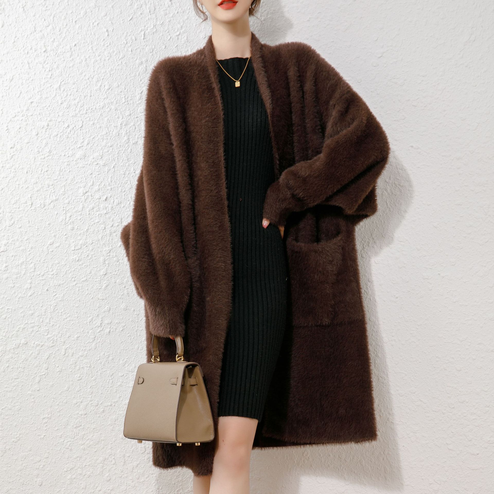 毛衣貂绒大衣